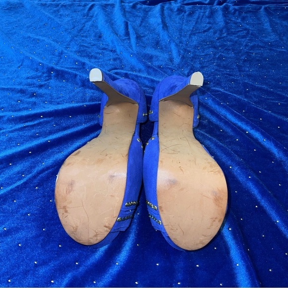 STEVEN by Steve Madden Blue Suede Studded Platform High Heels - Size 6.5 - Picture 5 of 5